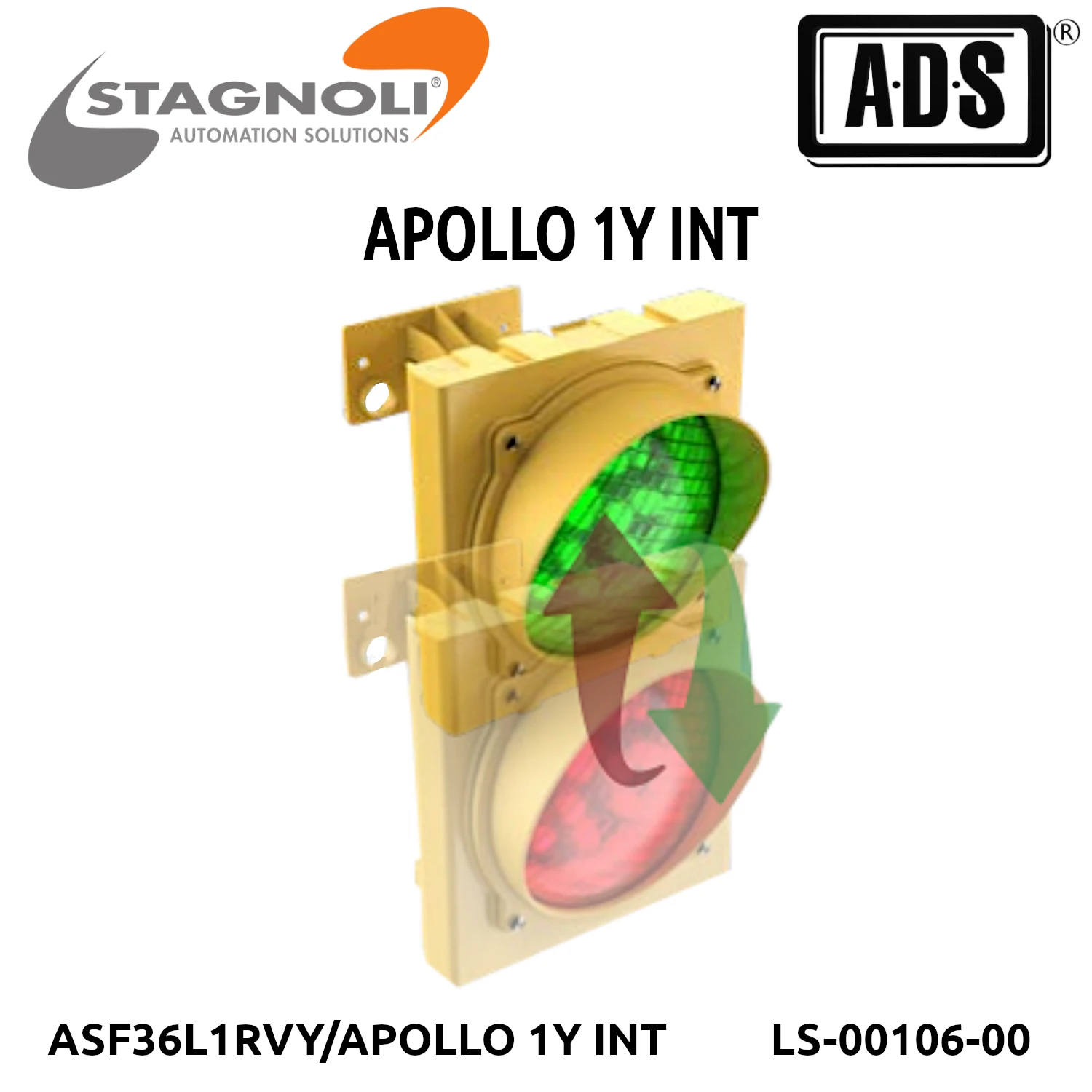 SEMAFORO ANARILLO 1 LUZ LED 120Ø INT R-V IP65 24V MARCA STAGNOLI MOD.APOLLO 1Y INT